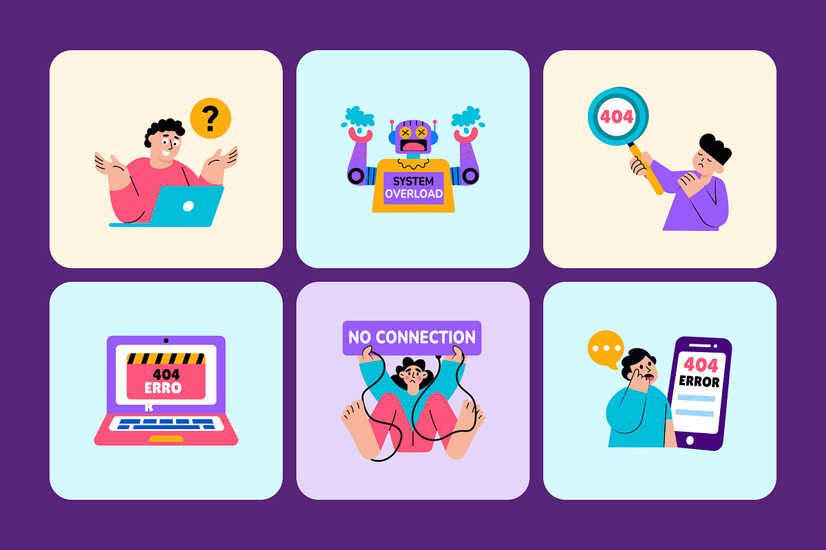 Animated Error Illustrations Art Set, a Technology Illustration by Brickclay (Photo 3 of 5)