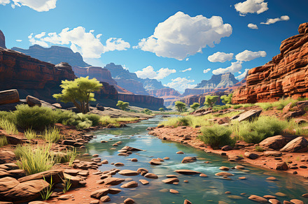 Canyon Colors - Sunny Day at the Grand Canyon. Generative AI, a Nature Photo by designvectx