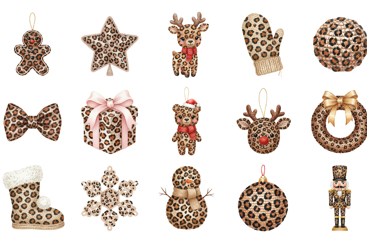 Leopard Print Crochet Christmas PNG, an Illustration by Designking (Photo 2 of 5)