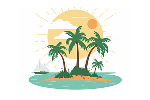 Tropical island palm trees under, an Illustration by Vectorstockersland