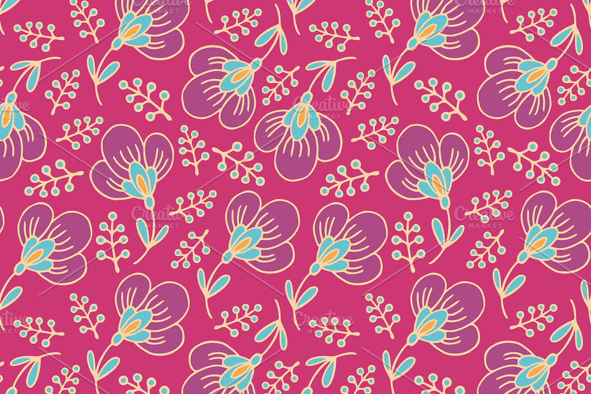 Set of seamless floral patterns preview 2
