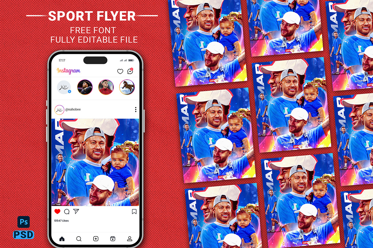 Neymar Jr Sports Flyer Template, a Templates & Theme by NahomKetema