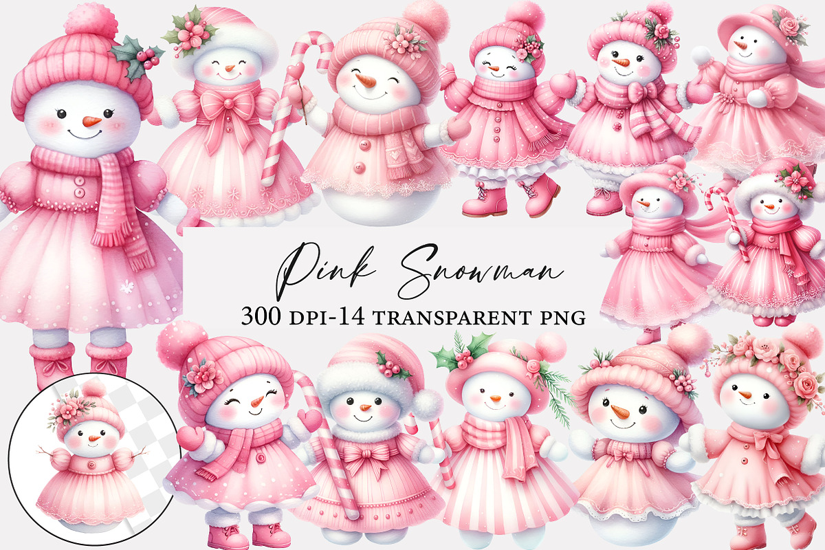 Pink Snowman Clipart, an Illustration by Designworld (Photo 1 of 4)