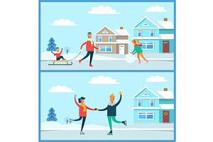 Wintertime Activities Nature Vector