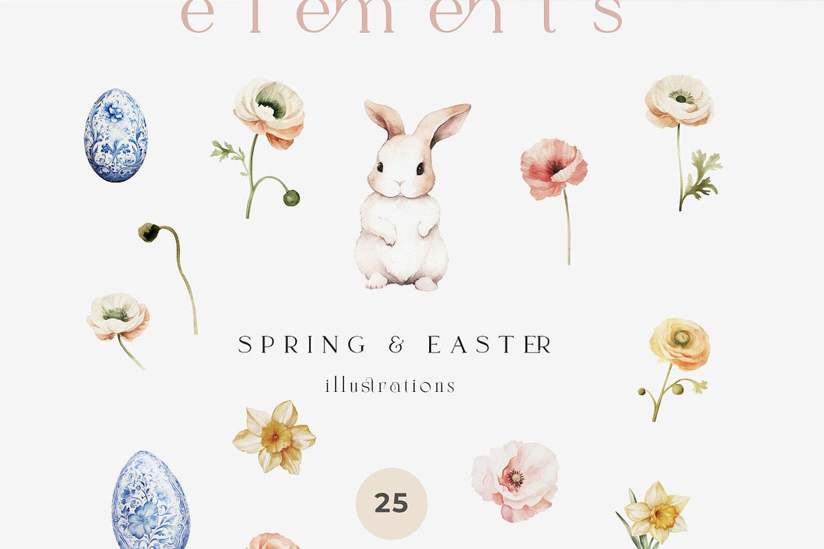Spring & Easter Watercolor Clip Art, a Decorative Illustration by Laras Wonderland (Photo 8 of 8)