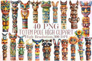Cute Totem Pole High Clipart, an Illustration by Sublimation Artist