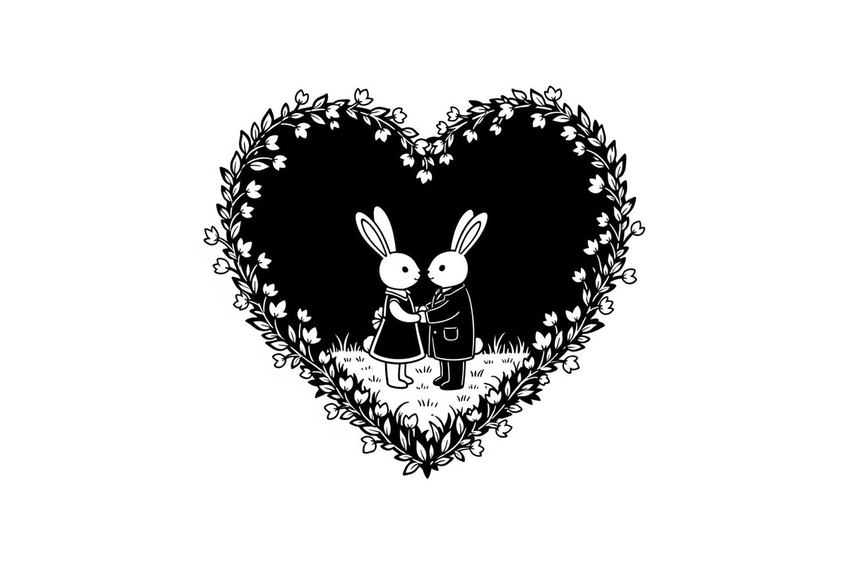 Cute Bunny Love Silhouette Icons, an Illustration by Creativeshirt (Photo 15 of 51)