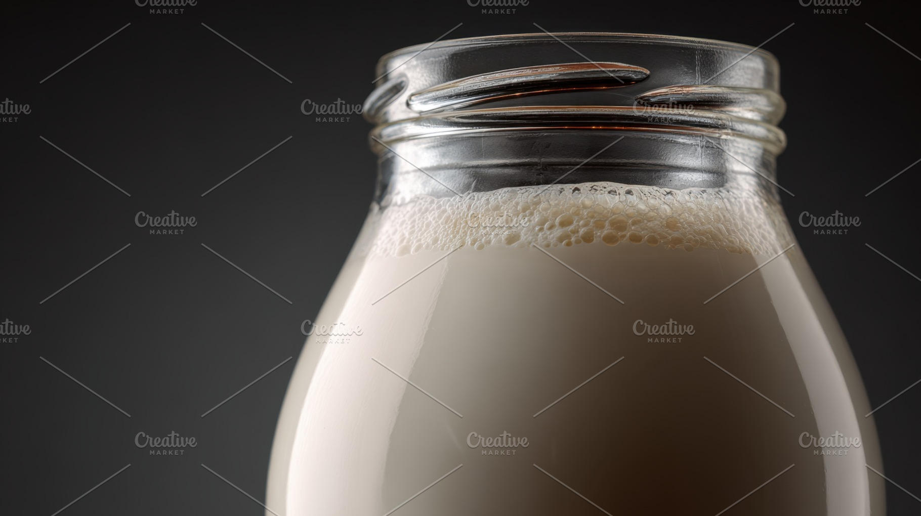 Close up of milk in glass jar, a Photo by Beautiful things