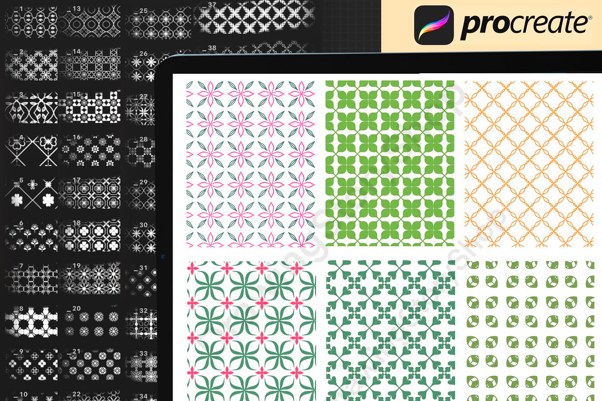 Procreate Floral Geometric Seamless, a Brush Add-On by DrawingStoryShop (Photo 4 of 6)