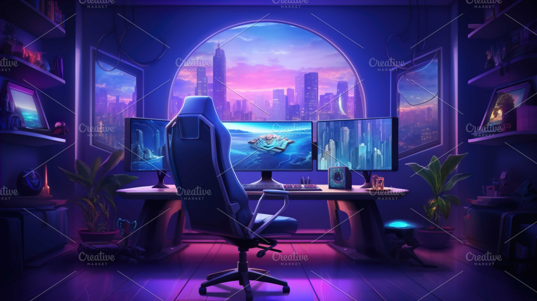 Spacious gamer room with full luxury, a Photo by LOGOCREATIVE