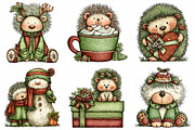 Hedgehog Christmas Clipart, an Illustration by Daily.Designs (Thumbnail 5 of 5)