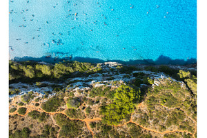 Aerial drone view of turquoise sea, a Nature Photo by den-belitsky