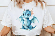 Watercolor cute baby Dragon Clipart, an Illustration by designcity5 (Thumbnail 3 of 5)