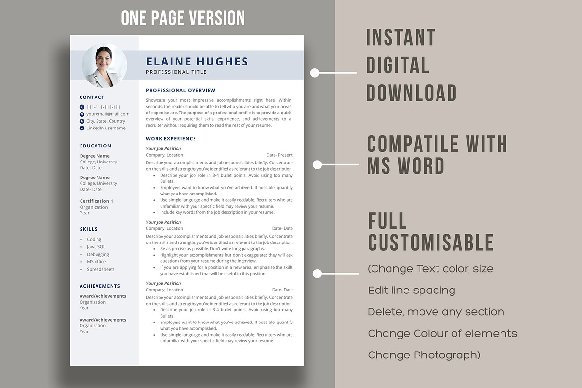 Clean Resume Template | CV for word, a Resume Template by aivos (Photo 2 of 7)