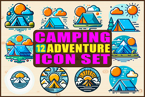 Camping Adventure Icon Set, an Object Graphic by Gfx_Store