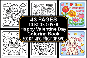 Happy Valentine Day Coloring Book, a Seasonal Illustration by Ink Gallery