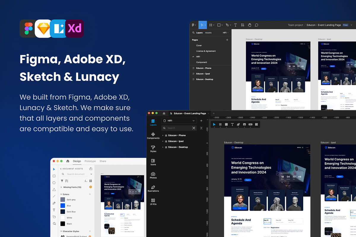 Educon - Conference Website UI Kit, an UI Kit Template by Agensip Design Agency (Photo 6 of 10)