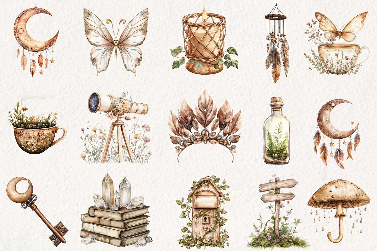 Boho Fairy Clipart, an Illustration by NadiaTheronArt (Photo 3 of 5)
