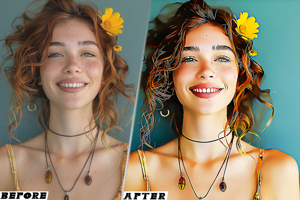 Cartoonize painting Photoshop Action, a Brushes & More by one-touch (Photo 4 of 9)