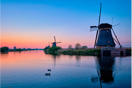 Windmills at Kinderdijk in Holland, an Architecture Photo by f9photos