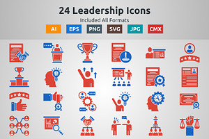 Glyph Two Color Leadership Icons