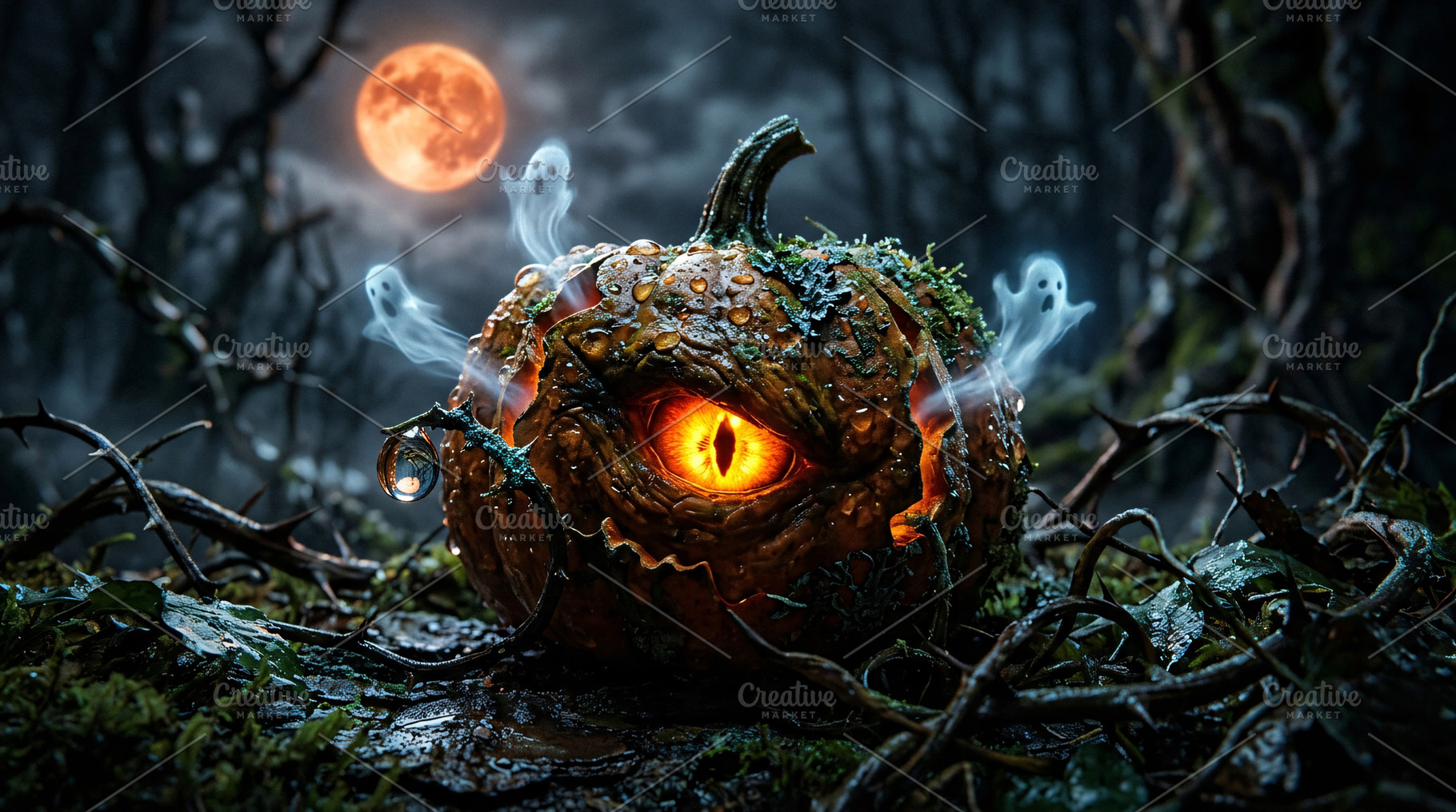 Halloween Dark Forest Illustration, a Background Photo by Rafoz