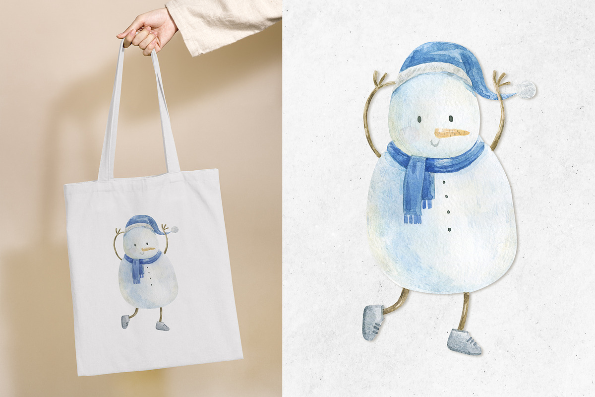Watercolor Christmas snowman clipart, an Illustration by the_myro (Photo 3 of 6)