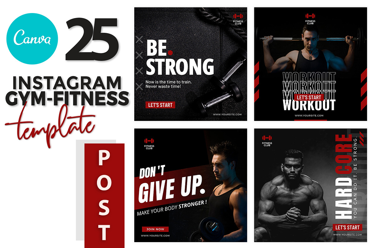 Canva instagram Gym Fitness Template, a Social Media Template by illycreative (Photo 1 of 5)