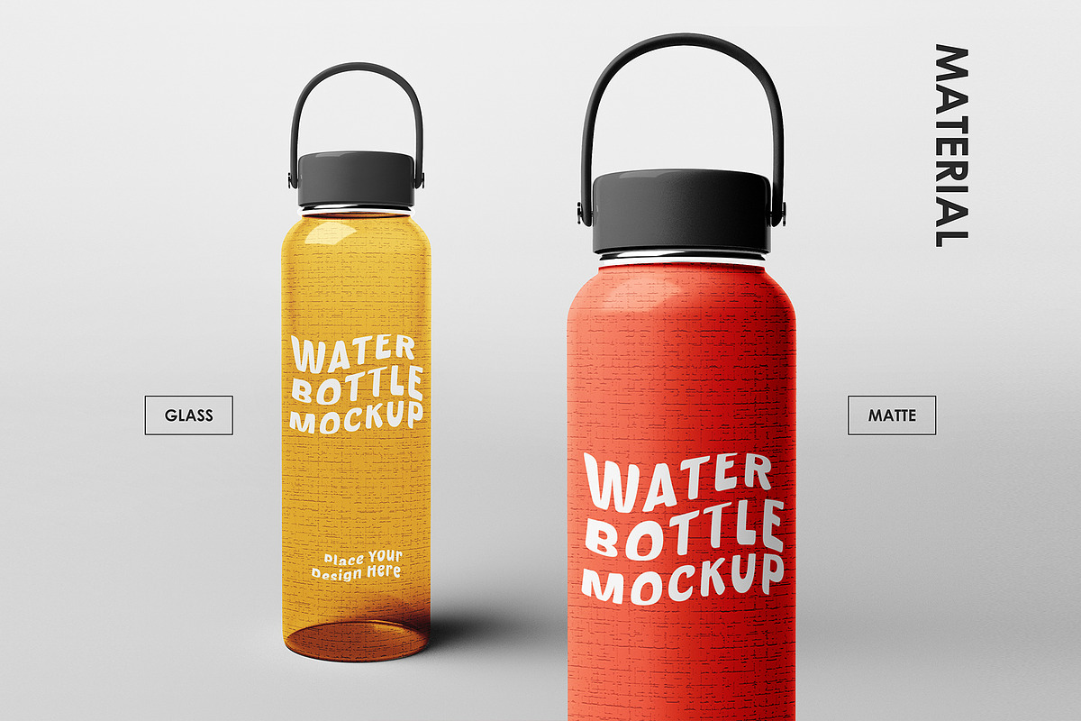 Water Bottle Mockup Set, a Packaging Mockup by Mirachma Project (Photo 3 of 10)