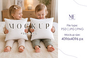 Kids Square Pillow Cushion Mockup, a Household Mockup by Mie Mockup Studio (Thumbnail 1 of 5)