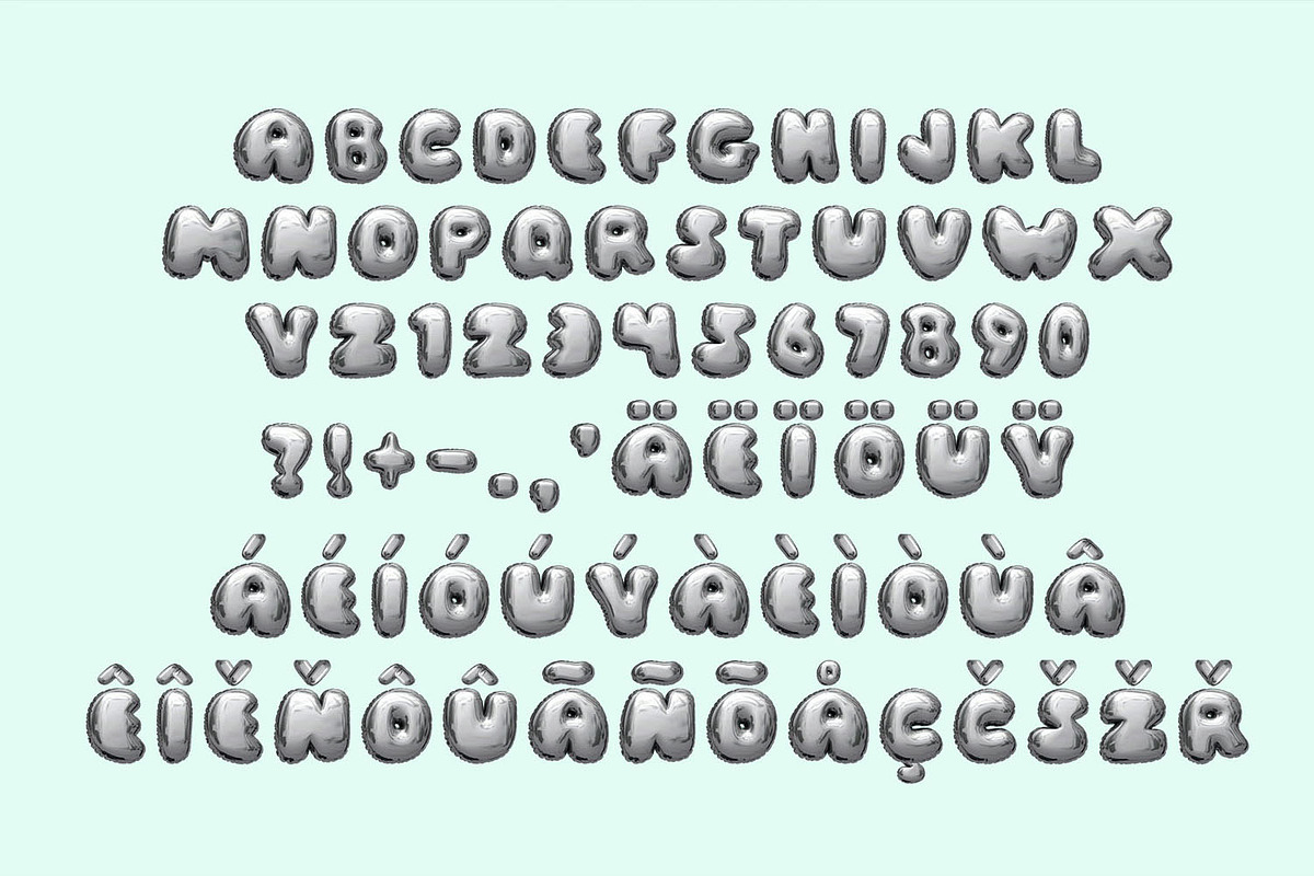 Chrome Balloon Font, a Sans Serif Font by Handmadefont (Photo 2 of 15)