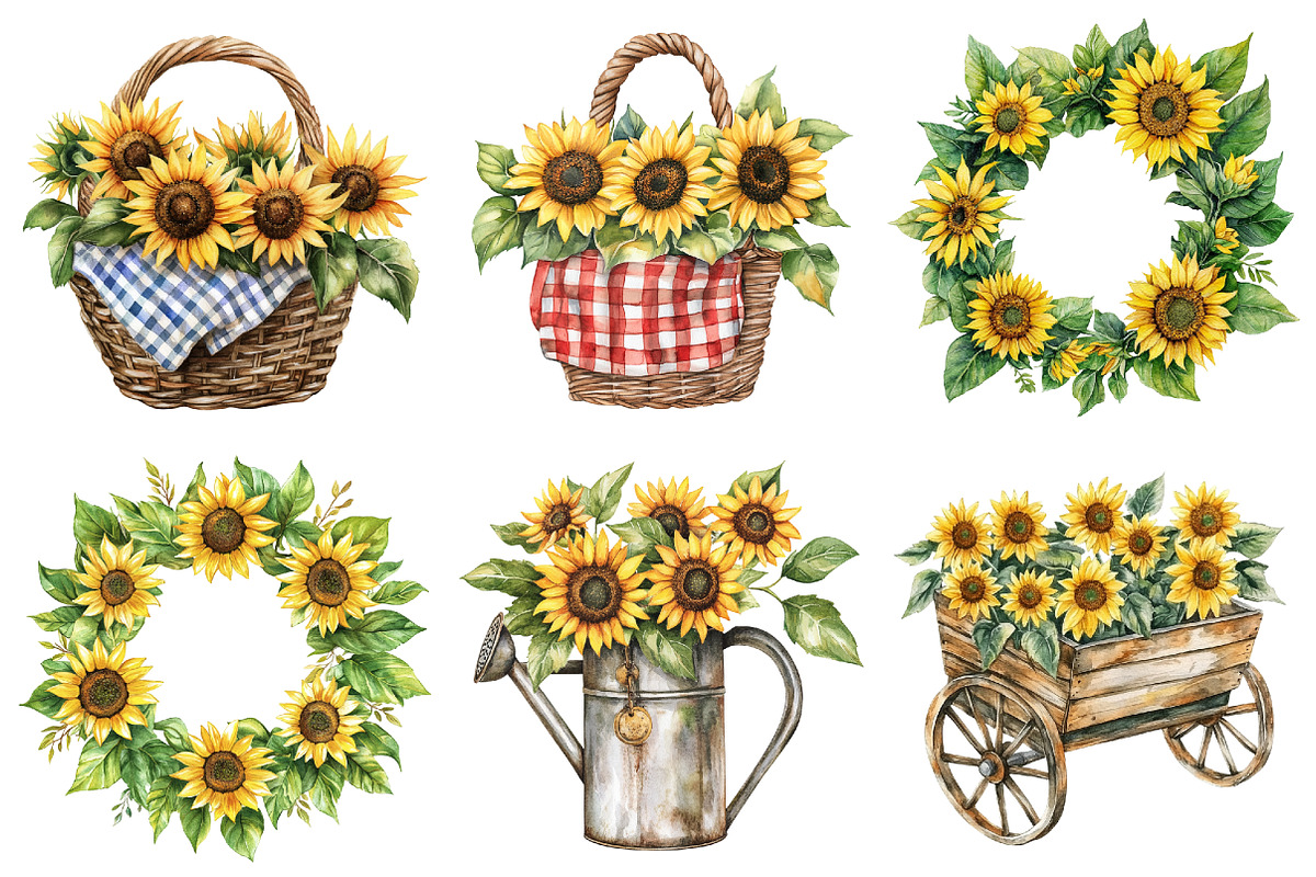 Sunflower Farm Clipart, a Seasonal Illustration by CitraGraphics (Photo 4 of 7)