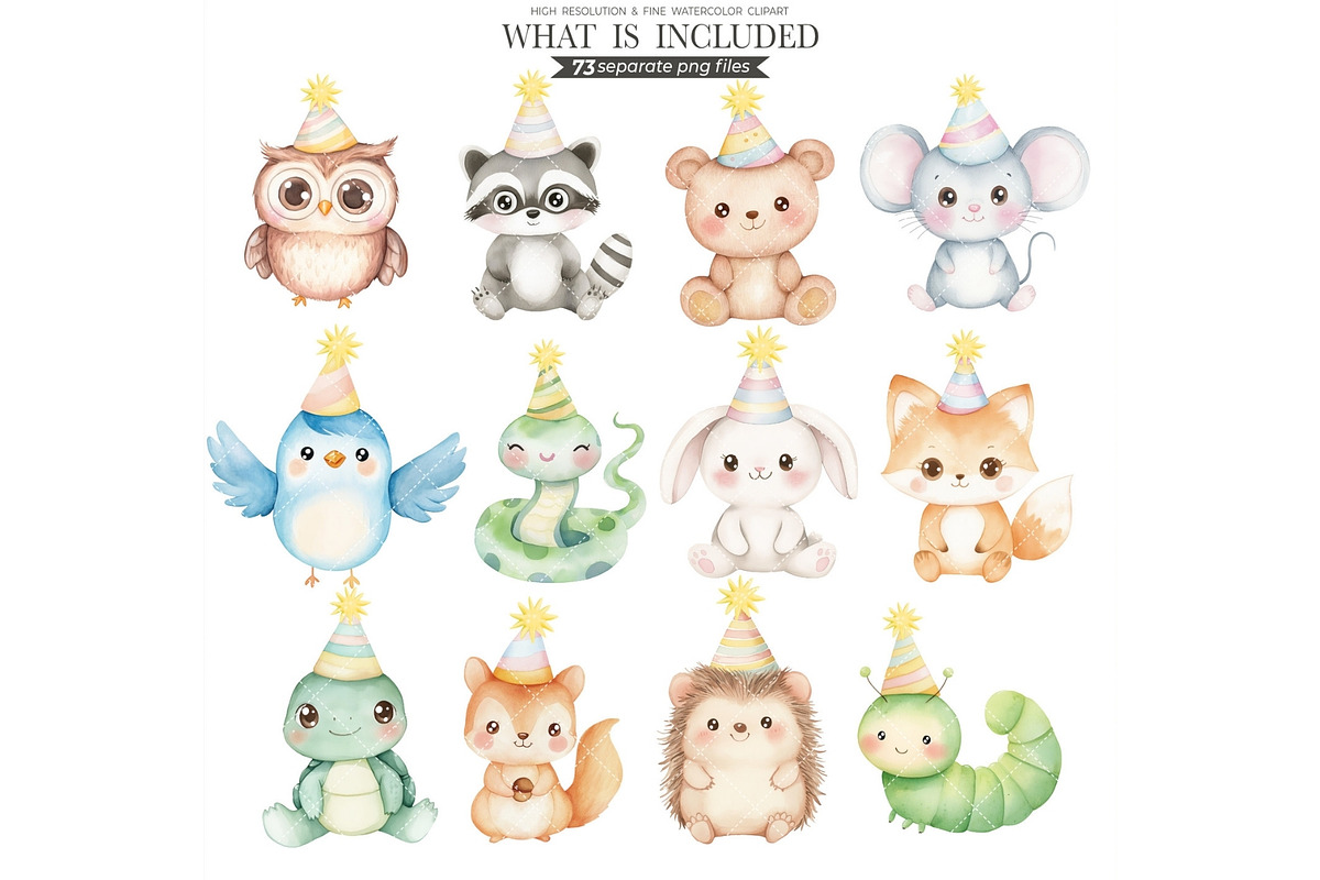 Forest Birthday Watercolor Clipart, an Illustration by CharmClipart (Photo 2 of 8)