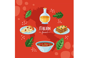 italian food lettering card, a Food Illustration by studiogstock