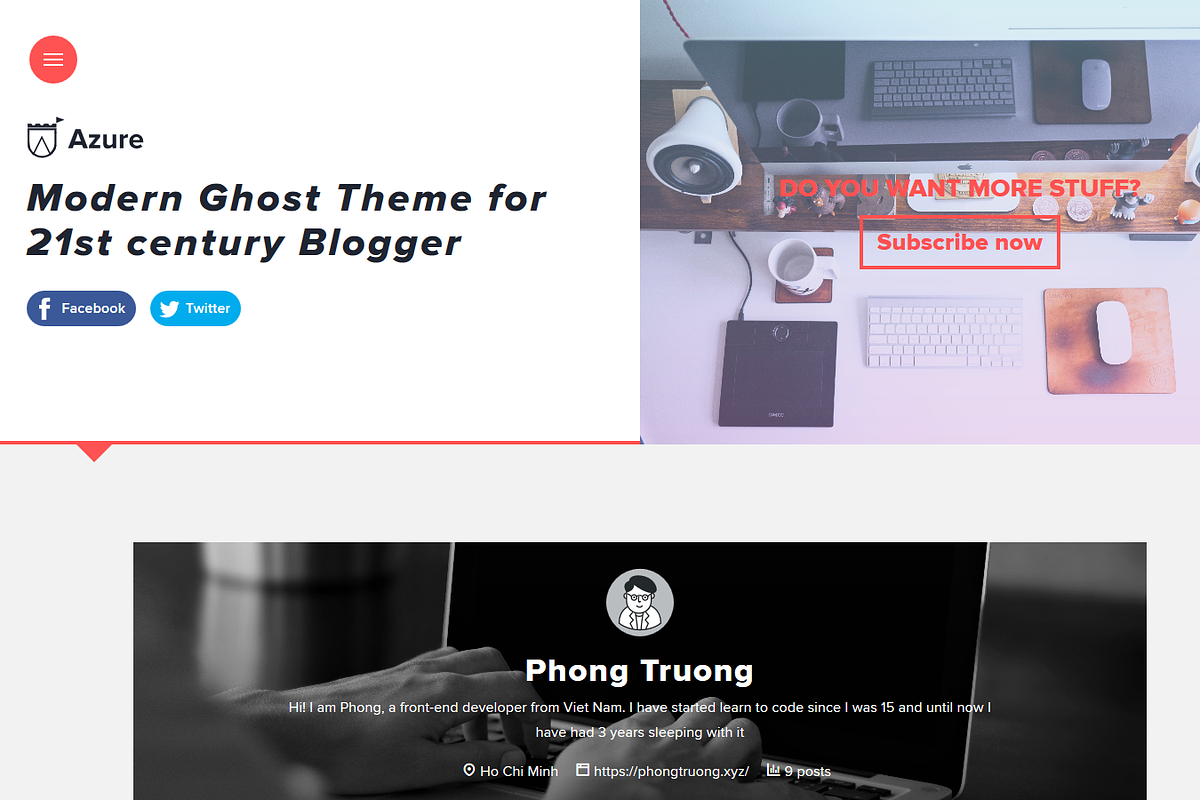 Azure - Modern Ghost Theme, a Websites & App Template by Pozi Design (Photo 8 of 9)
