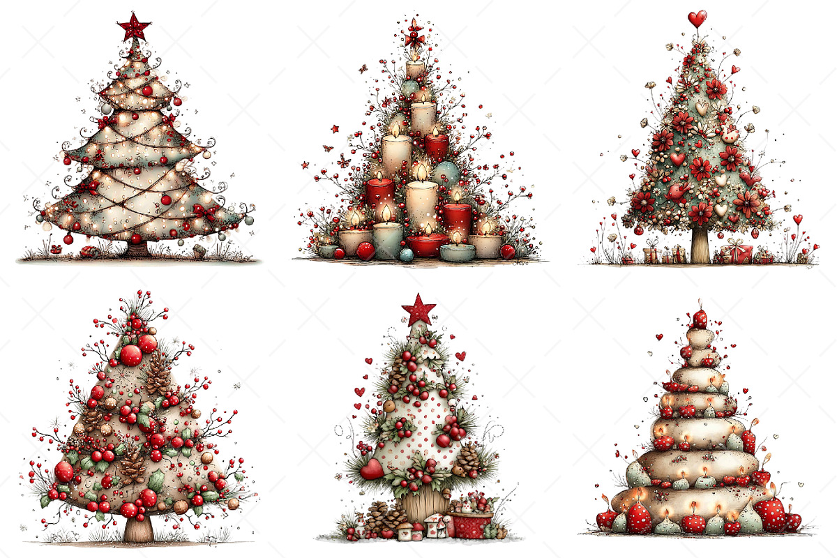 Whimsical Christmas Tree Clipart Png, an Illustration by Craft Nest (Photo 9 of 10)