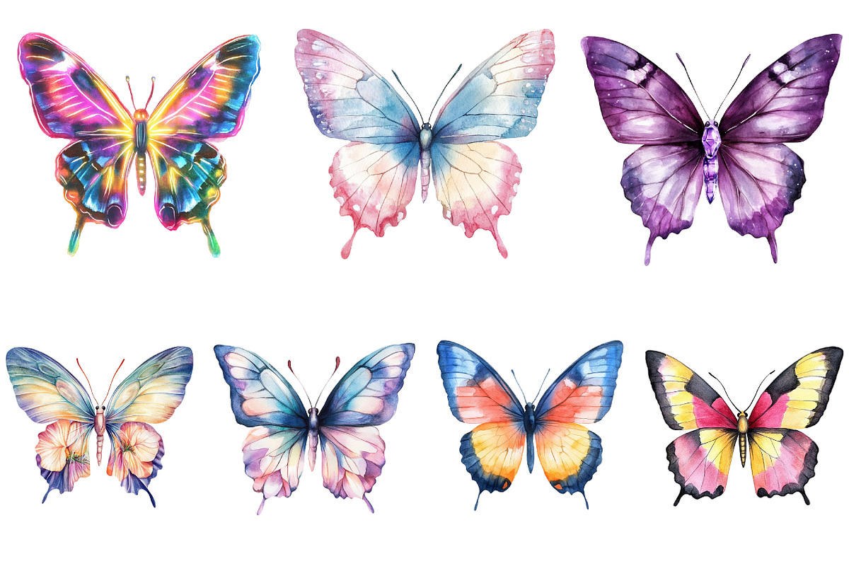 Colorful Butterflies Watercolor Set, an Illustration by Pixels.Craft (Photo 5 of 11)