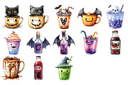 Halloween Drinks Cuties PNG Set, an Illustration by Craft Nest (Thumbnail 3 of 4)