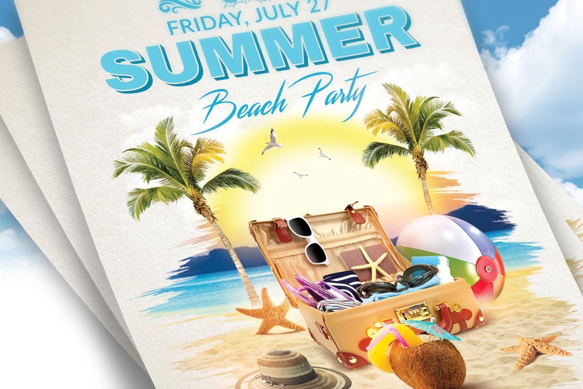 Summer Beach Party Flyer Template, a Flyer Template by Briell Design (Photo 2 of 3)
