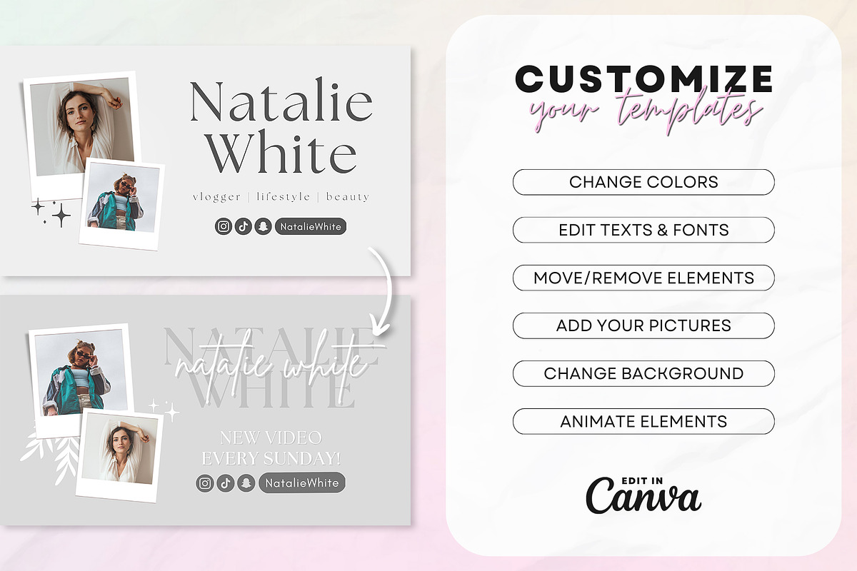 YouTube Branding Kit For Canva, a Social Media Template by OniriqveDesigns (Photo 8 of 10)