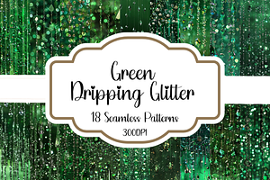 Green Dripping Glitter Patterns, a Pattern Graphic by PrintablesByFranklyn