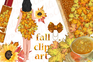 Autumn Girls Clipart, Thanksgiving