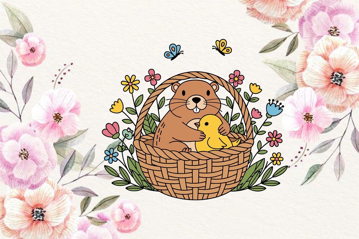 Cute Easter Groundhog Clipart Set, a Graphic by T-shirt Pond (Photo 2 of 8)