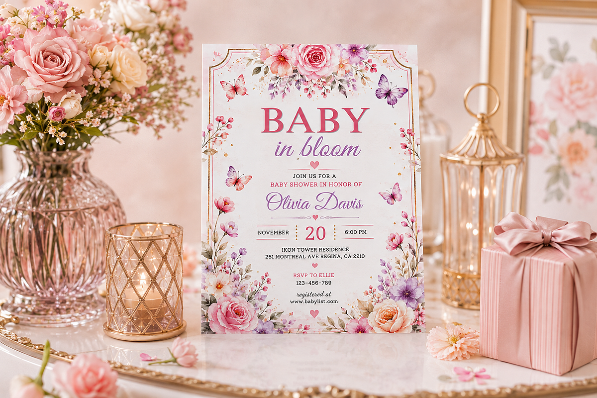 Baby in Bloom Shower Flyer Template, a Flyer Template by S Graphic Studio (Photo 4 of 11)