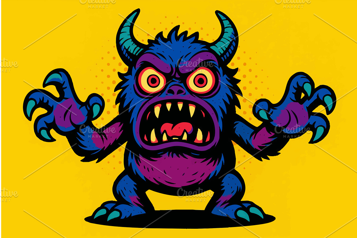 Colorful Angry Monster vector, an Animal Illustration by AlexArt