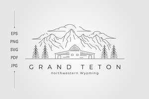 vector of grand teton national park, a Branding & Logo Template by lawoel