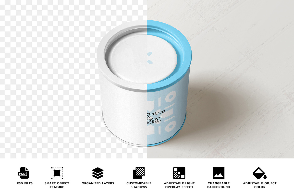 Tin Mockup, a Product Mockup by PixelVoyager (Photo 2 of 7)