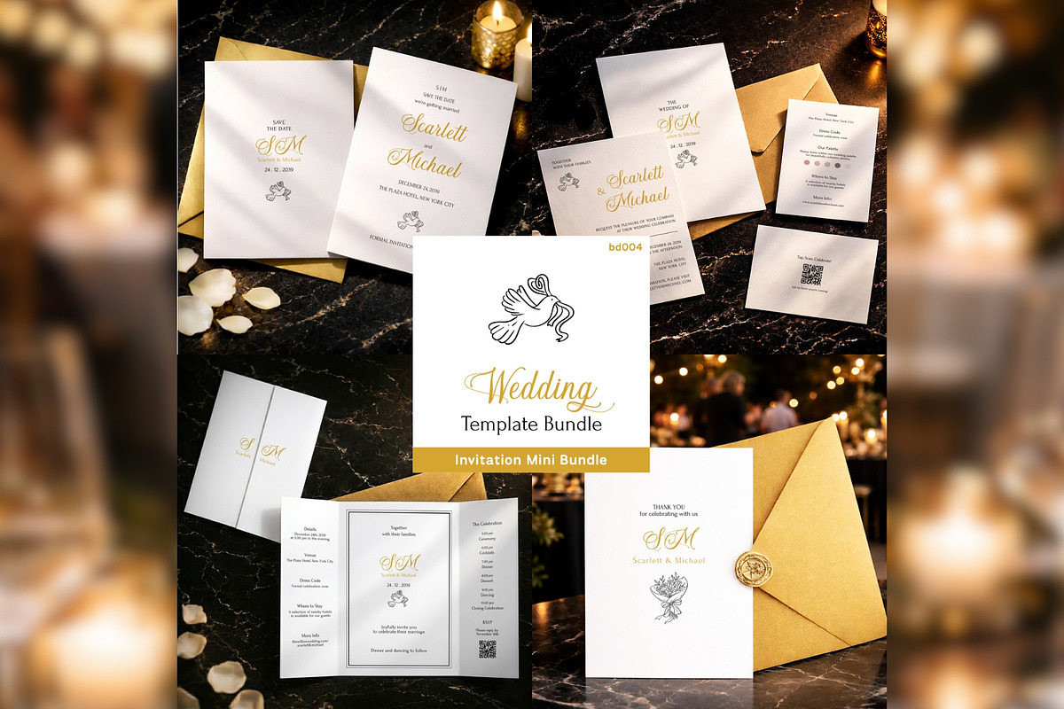 Luxury Invitation Bundle Canva bd004, a Stationery Template by TyphoonStudio (Photo 1 of 4)