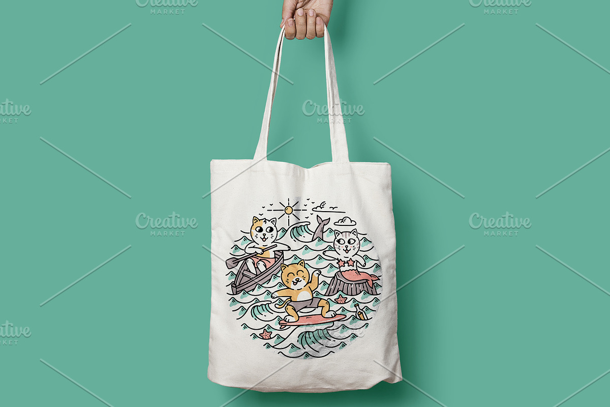 A group of cats in the sea, an Animal Illustration by gunaonedesign (Photo 4 of 4)