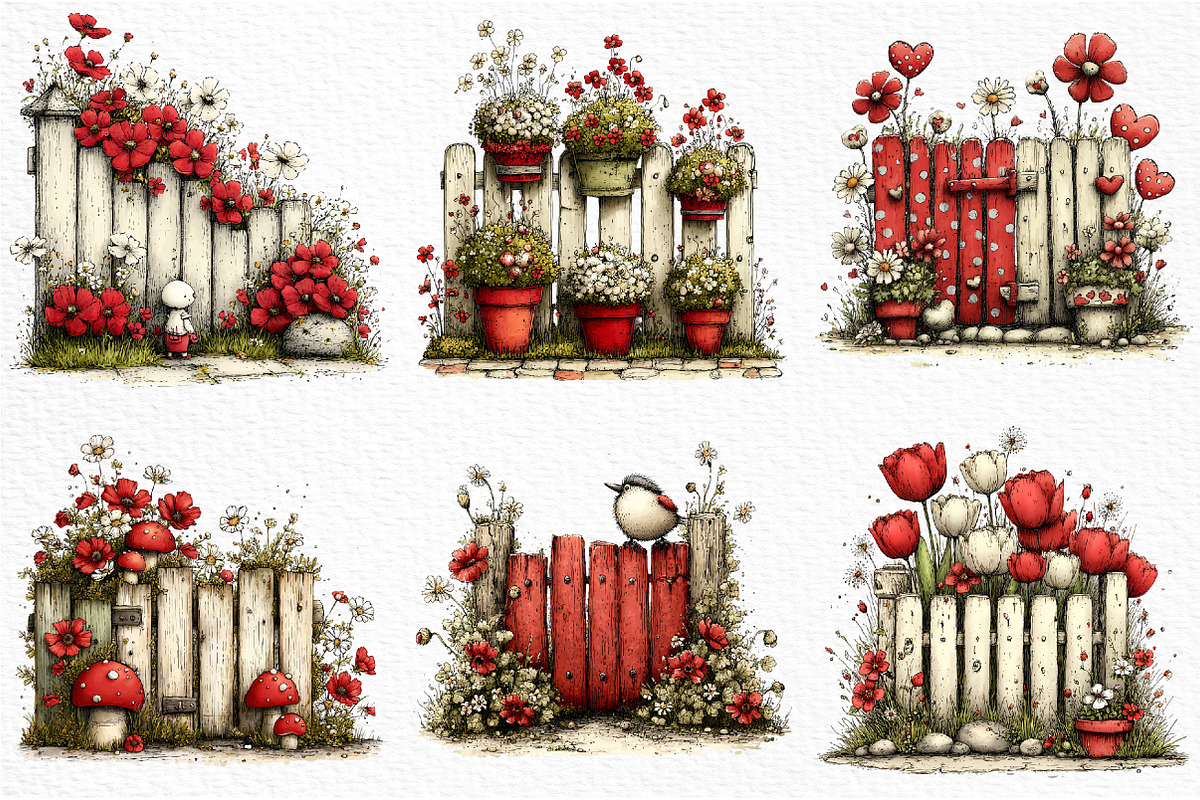 Whimsical Spring Fence Clipart, an Illustration by Craft Nest (Photo 4 of 12)